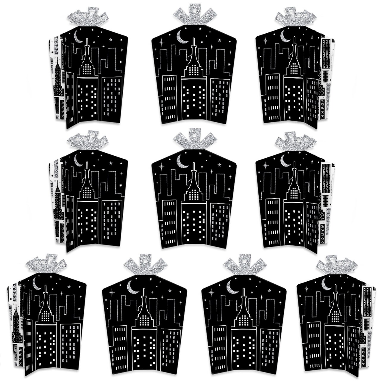 Big Dot of Happiness Nighttime City Skyline - Table Decorations - New York Party Fold and Flare Centerpieces - 10 Count